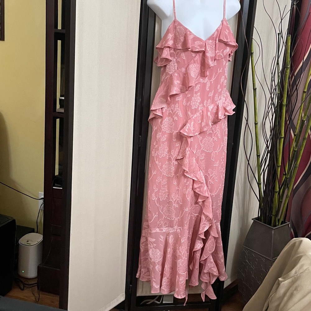 Elegant Pink Ruffle long Style Dress NWT